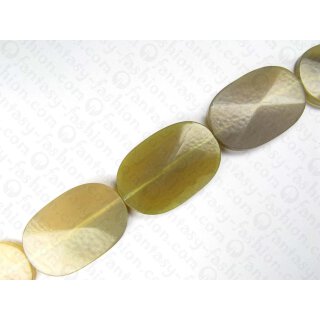 White Horn flat oval faceted disk ca. 40x26x6mm