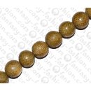 Watersnake leather Round Beads 15mm_Golden Olive Shiny