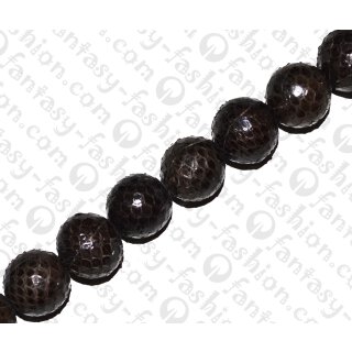 Watersnake leather Round Beads 20mm_Seal Brown Shiny