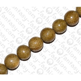 Watersnake leather Round Beads 25mm_Golden Olive Shiny