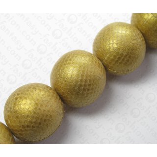 Watersnake leather Round Beads 30mm_E-Gold