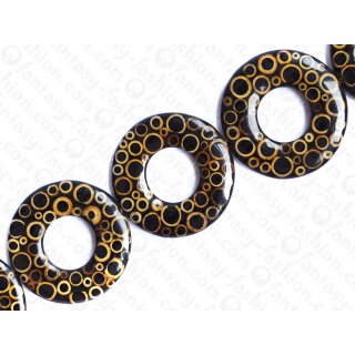 resin black with bamboo rings inlay donut 70x10mm hole 30mm