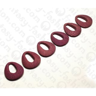 Wasserschlangen Leder Embossed Teardrop with Calar 35x7mm_Striking Purple Matte