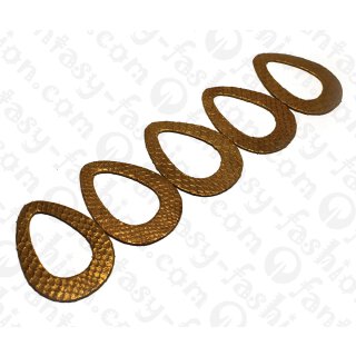 Wasserschlangen Leder Flat Teardrop with Calar 73x2mm_E-Gold