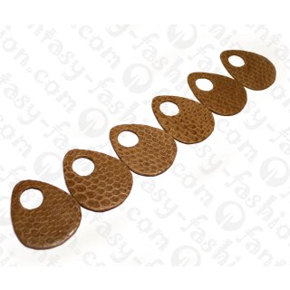 Wasserschlangen Leder Flat Teardrop with Hole 60x2mm_Tobacco Brown Shiny