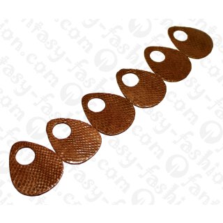 Wasserschlangen Leder Flat Teardrop with Hole 60x2mm_Tortoise Shell Shiny