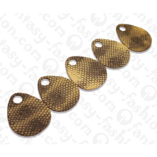 Wasserschlangen Leder Flat Teardrop with Hole 60x2mm_Natural Tiger Matte