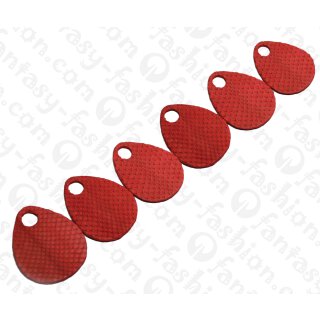 Watersnake leather Flat Teardrop with Hole 60x2mm_Tango Red Matte