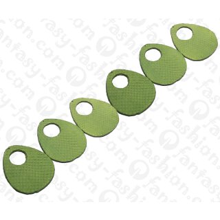 Watersnake leather Flat Teardrop with Hole 60x2mm_Arcadian Green Matte