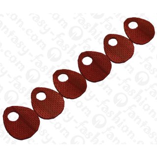Watersnake leather Flat Teardrop with Hole 60x2mm_Mineral Red Matte