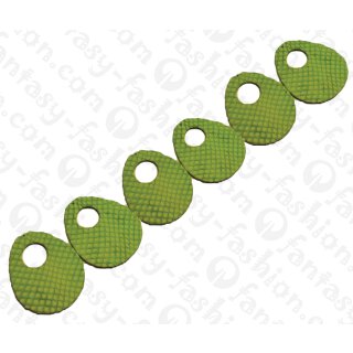 Watersnake leather Flat Teardrop with Hole 60x2mm_Lime Green Matte