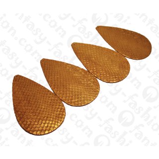 Wasserschlangen Leder Flat Teardrop 110x68mm_E-Gold
