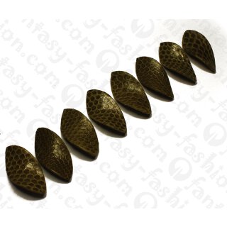 Watersnake leather Duhol Twisted Leaf 57x27mm_Olive Green Shiny