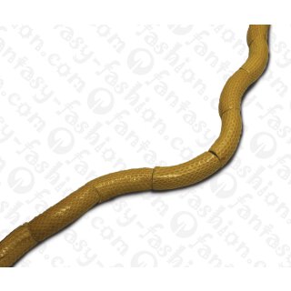 Watersnake leather Bent Tube 46x15mm_Golden Olive Shiny