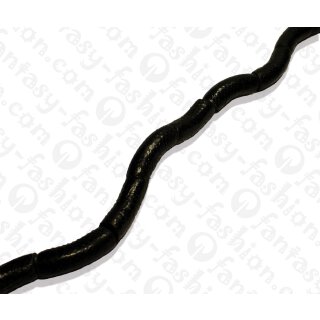 Watersnake leather Bent Tube 46x15mm_Licorice Shiny