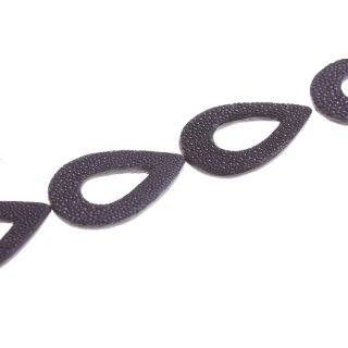 Stingray leather calar drops / ca.64x40mm / Black Non-Polished / 6pcs.