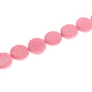 Stingray leather round / ca.28x9mm / Pink / 14pcs.