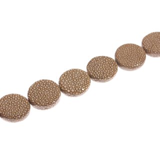 Rochenleder  round / ca.28x9mm / Beige / 14pcs.