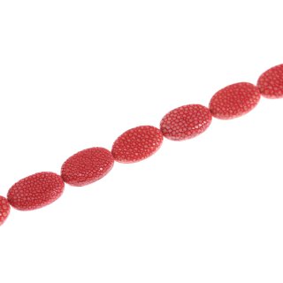 Stingray leather drops oval small / ca.25x15mm / Red / 16pcs.