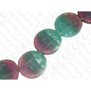 resin flat round mint and purple