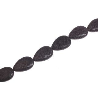 Stingray leather teardrop   black polish / ca.50x32x12mm / 8pcs.