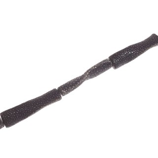 Stingray leather long twist black polish / ca.80x20x10mm / 5pcs.