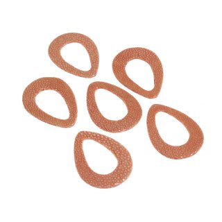 Stingray leather ring calar teardrop orange polish / ca.75mm / 6pcs.