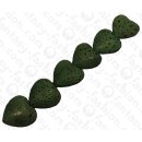 Cane Toad Leather Heart Shape 20x12mm_Green Matte
