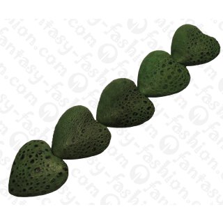 Cane Toad Leather Heart Shape 35x15mm_Green Matte