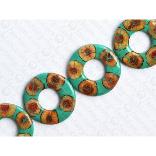 resin turq green with santol cracking inlay donut 70x10mm hole 30mm