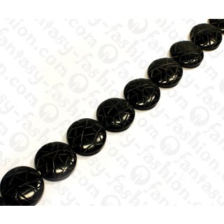 Water Bufallo Horn Ufo with Carving Black Shiny 35mm / 12pcs.