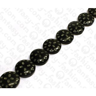 Water Bufallo Horn Ufo with Carving Black Shiny 35mm / 13pcs.
