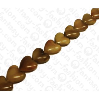 Wasserbüffel Horn Heart Caranail Golden Shiny 30x12mm / 14pcs.