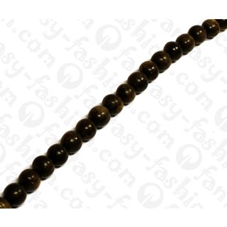 Water Bufallo Horn Round Beads with Horizontal Groove Black Shiny 12mm / 35pcs.