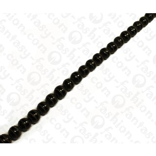 Water Bufallo Horn Round Beads with Horizontal Groove Black Shiny 12mm / 35pcs.