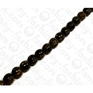 Water Bufallo Horn Round Beads with Vertical Groove Golden Shiny 13mm / 31pcs.