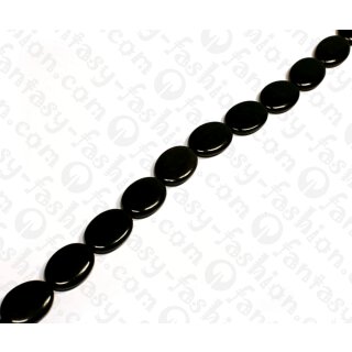 Wasserbüffel Horn Flat Oval Black Shiny 22x15mm / 19pcs.
