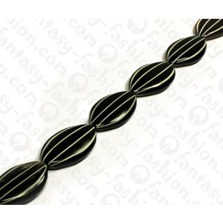 Wasserbüffel Horn Irregular Oval with White Resin Black Shiny 50x28mm / 8pcs.