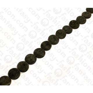 Water Bufallo Horn Flat Round Black Matte 20mm