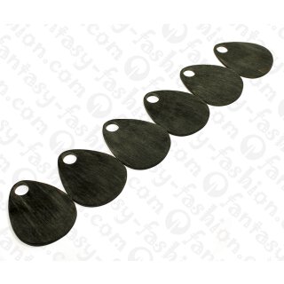 Water Bufallo Horn Flat Teardrop with Calar Black Matte 62x4mm / 6pcs.