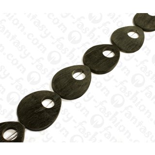 Water Bufallo Horn Flat Teardrop with Calar Black Matte 50mm / 6pcs.