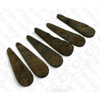 Wasserbüffel Horn Flat Teardrop with Skin Black Matte 82x7mm / 6pcs.