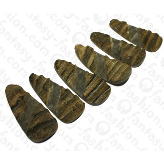 Wasserbüffel Horn Flat Teardrop with Skin Black Matte 95x40x6mm / 6pcs.