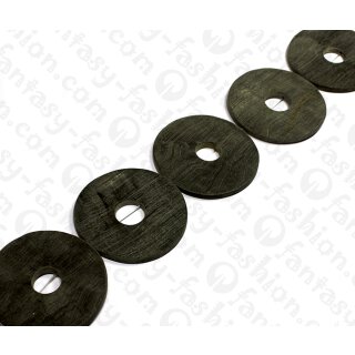 Water Bufallo Horn Flat Round with Hole Black Matte 60mm / 6pcs.