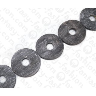 Water Bufallo Horn Flat Round with Hole Black Matte 55mm / 6pcs.