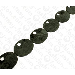 Water Bufallo Horn Flat Round with Hole Black Matte 52x4mm / 6pcs.