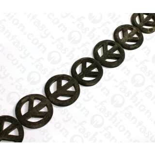 Water Bufallo Horn Peace Sign Black Matte 33mm / 10pcs.