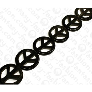 Wasserbüffel Horn Peace Sign Black Shiny 35mm / 10pcs.