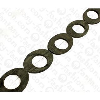 Wasserbüffel Horn Oval with Calar Black Matte 75x55x4mm / 6pcs.