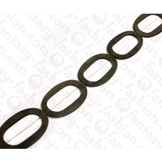 Wasserbüffel Horn Oval Ring Black Matte 70mm / 6pcs.